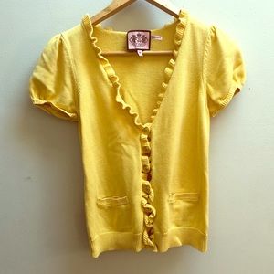 Juicy Couture yellow ruffled cardigan